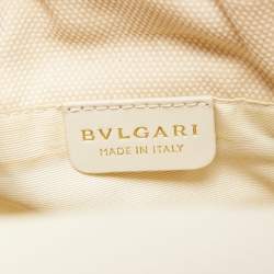 Pre Owned Bvlgari Off White Leather Cut Out Bucket Bag