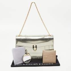Pre Owned Bvlgari Metallic Mirrored Leather Medium Serpenti Forever Shoulder Bag