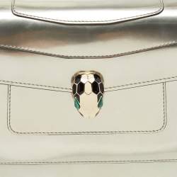 Pre Owned Bvlgari Metallic Mirrored Leather Medium Serpenti Forever Shoulder Bag