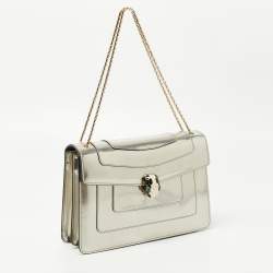 Pre Owned Bvlgari Metallic Mirrored Leather Medium Serpenti Forever Shoulder Bag