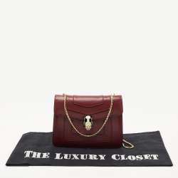 Pre Owned Bvlgari Red Leather Small Serpenti Forever Shoulder Bag