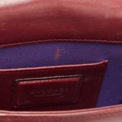 Pre Owned Bvlgari Red Leather Small Serpenti Forever Shoulder Bag