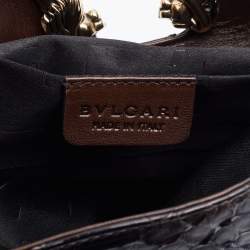 Bvlgari Brown Python Leoni Flap Clutch