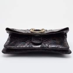 Bvlgari Brown Python Leoni Flap Clutch