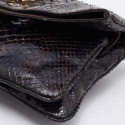 Bvlgari Brown Python Leoni Flap Clutch