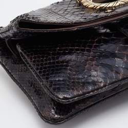 Bvlgari Brown Python Leoni Flap Clutch