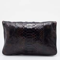 Bvlgari Brown Python Leoni Flap Clutch