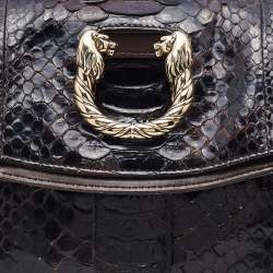 Bvlgari Brown Python Leoni Flap Clutch