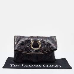 Bvlgari Brown Python Leoni Flap Clutch