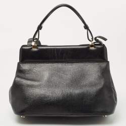 Bvlgari Black Leather Isabella Rossellini Top Handle Bag