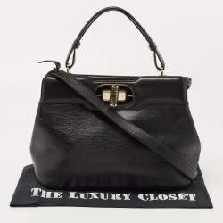 Bvlgari Black Leather Isabella Rossellini Top Handle Bag
