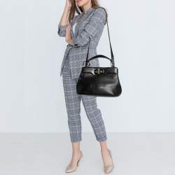 Bvlgari Black Leather Isabella Rossellini Top Handle Bag