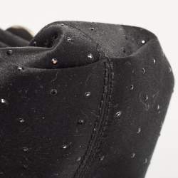 Pre Owned Bvlgari Black Satin and Lizard Crystals Cicladi Clutch Bag