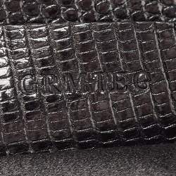 Pre Owned Bvlgari Black Satin and Lizard Crystals Cicladi Clutch Bag