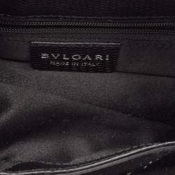 Pre Owned Bvlgari Black Satin and Lizard Crystals Cicladi Clutch Bag