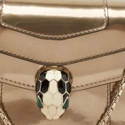 Pre Owned Bvlgari Metallic Patent Leather Small Serpenti Forever Shoulder Bag