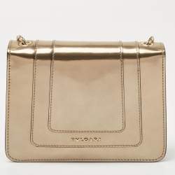 Pre Owned Bvlgari Metallic Patent Leather Small Serpenti Forever Shoulder Bag