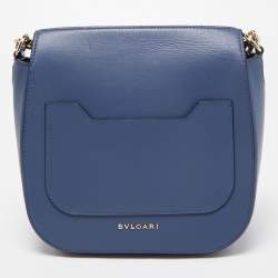 Pre Owned Bvlgari Blue Leather Divas' Dream Shoulder Bag