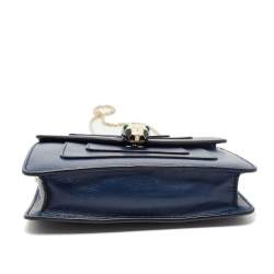 مملوكة مسبقًا Bvlgari Navy Blue Leather Small Serpenti Forever Shoulder Bag