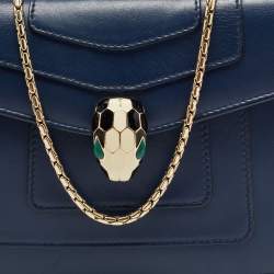 مملوكة مسبقًا Bvlgari Navy Blue Leather Small Serpenti Forever Shoulder Bag