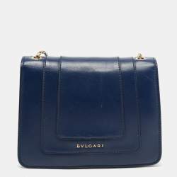 مملوكة مسبقًا Bvlgari Navy Blue Leather Small Serpenti Forever Shoulder Bag