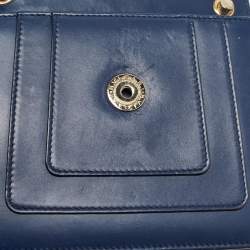مملوكة مسبقًا Bvlgari Navy Blue Leather Small Serpenti Forever Shoulder Bag