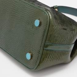 Pre Owned Bvlgari Green Patent Leather Isabella Rossellini Top Handle Bag