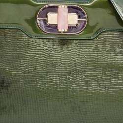 Pre Owned Bvlgari Green Patent Leather Isabella Rossellini Top Handle Bag