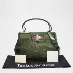 Pre Owned Bvlgari Green Patent Leather Isabella Rossellini Top Handle Bag