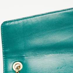 Pre Owned Bvlgari Green Leather Medium Serpenti Forever Flap Shoulder Bag