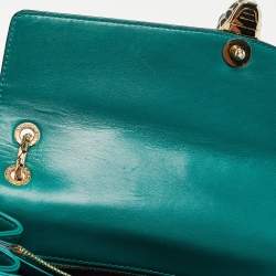 Pre Owned Bvlgari Green Leather Medium Serpenti Forever Flap Shoulder Bag