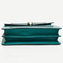 Pre Owned Bvlgari Green Leather Medium Serpenti Forever Flap Shoulder Bag