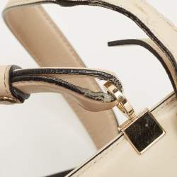 Pre Owned Bvlgari Black/Cream Leather And Canvas Isabella Rossellini Top Handle Bag