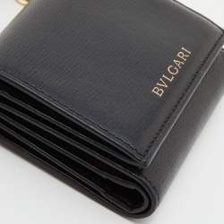 Bvlgari Black Leather B-Zero1 Trifold Wallet