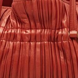 Pre Owned Bvlgari Brick Brown Pleated Leather Plisse Tote