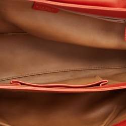 Pre Owned Bvlgari Brick Brown Pleated Leather Plisse Tote