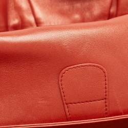 Pre Owned Bvlgari Brick Brown Pleated Leather Plisse Tote
