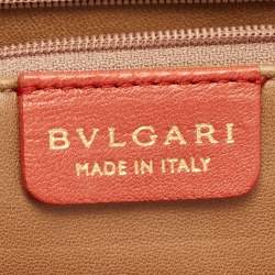 Pre Owned Bvlgari Brick Brown Pleated Leather Plisse Tote