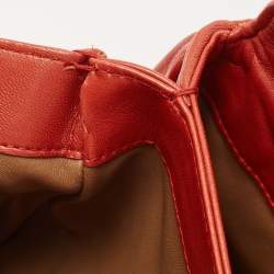 Pre Owned Bvlgari Brick Brown Pleated Leather Plisse Tote