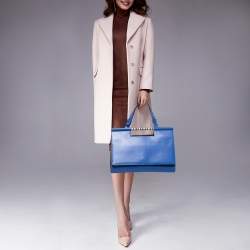 Pre Owned Bvlgari Blue Leather Scaglie Serpenti Tote