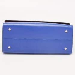 Pre Owned Bvlgari Blue Leather Scaglie Serpenti Tote