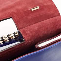 Pre Owned Bvlgari Blue Leather Scaglie Serpenti Tote