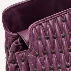 Pre Owned Bvlgari Purple Pleated Leather Twistino Tina Tote