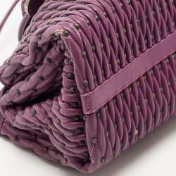Pre Owned Bvlgari Purple Pleated Leather Twistino Tina Tote