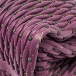 Pre Owned Bvlgari Purple Pleated Leather Twistino Tina Tote