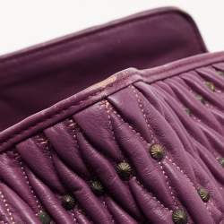 Pre Owned Bvlgari Purple Pleated Leather Twistino Tina Tote