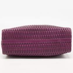 Pre Owned Bvlgari Purple Pleated Leather Twistino Tina Tote