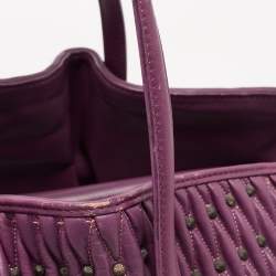Pre Owned Bvlgari Purple Pleated Leather Twistino Tina Tote