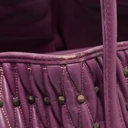 Pre Owned Bvlgari Purple Pleated Leather Twistino Tina Tote