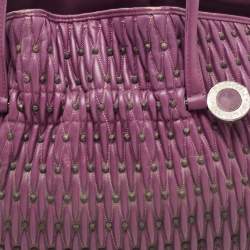 Pre Owned Bvlgari Purple Pleated Leather Twistino Tina Tote